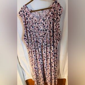 Woman Within 3X 30/32 Floral Pintuck Button Front Maxi Dress NWOT Spring Easter